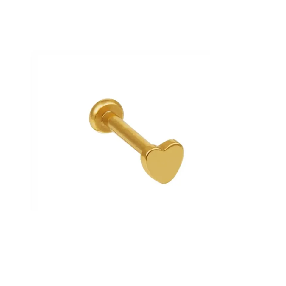 Orelia Metal Heart Labret piercing guld hjerte