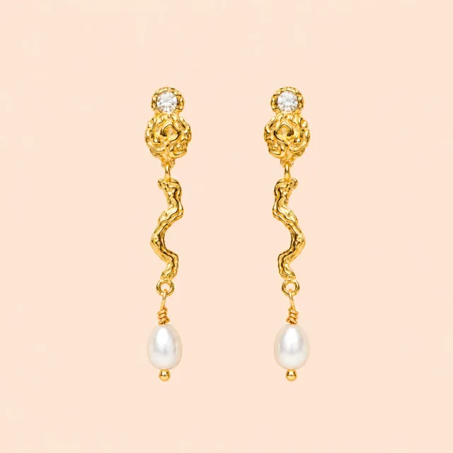 Lulo Jewelry Estelle ørering forgyldt enkelt med natursten