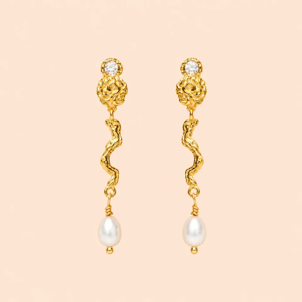 Lulo Jewelry Estelle ørering forgyldt enkelt med natursten