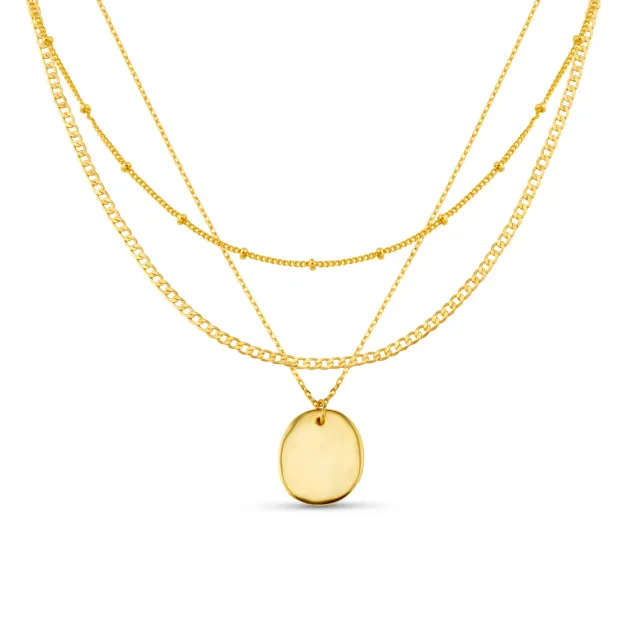 Orelia Polished Molten Coin 3-Row halskæde guld 3-rækket