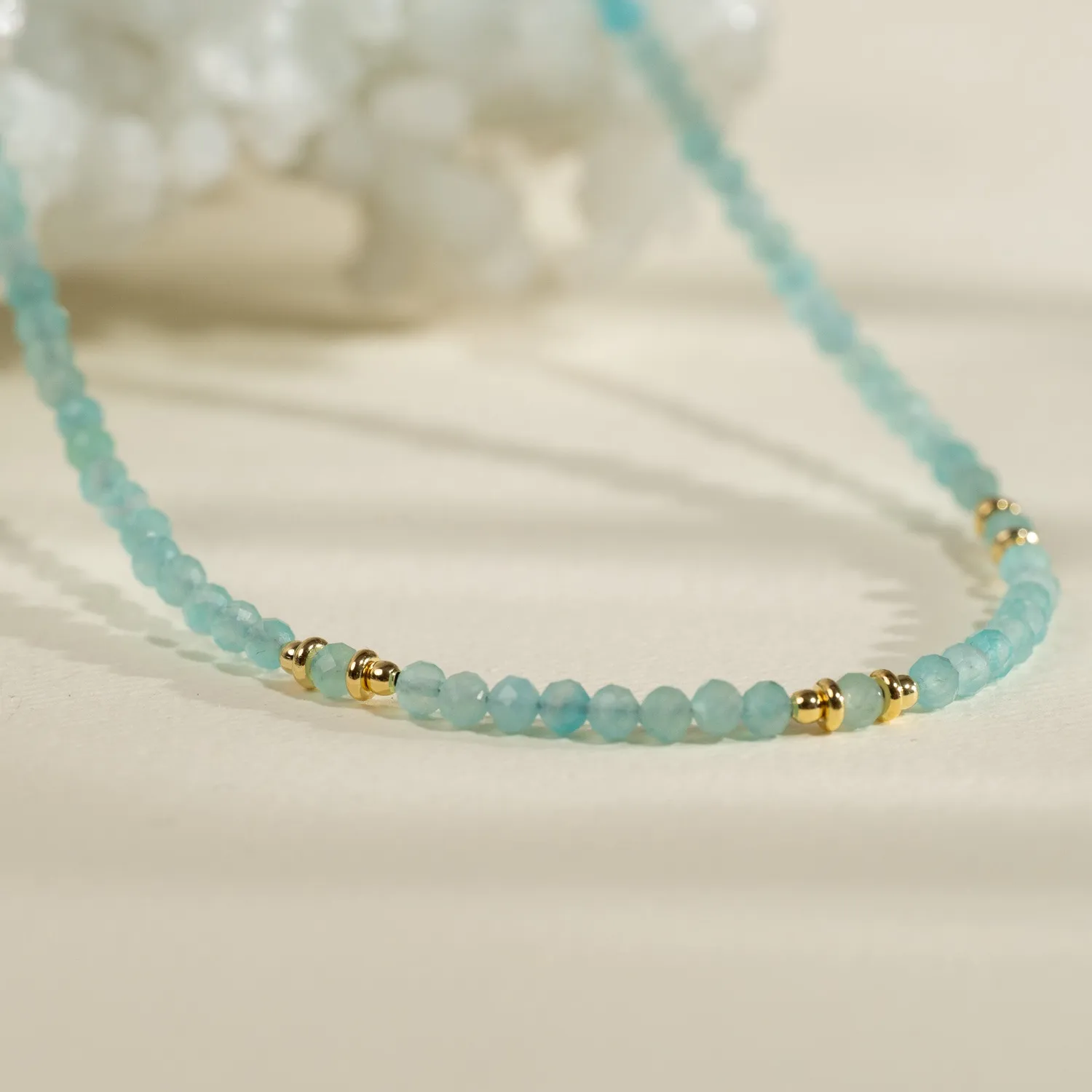 Sisi Copenhagen Alina Blue Amazonite halskæde forgyldt turkis