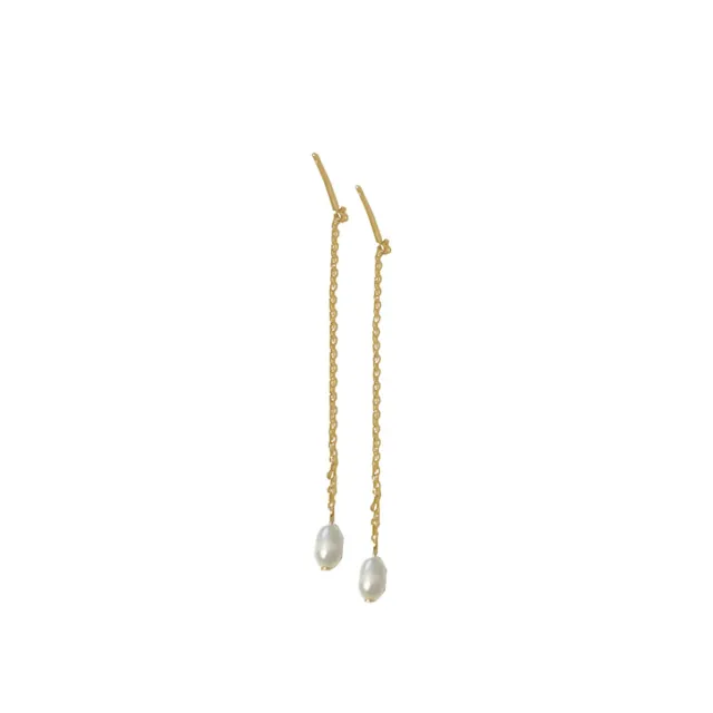 TIMI OF SWEDEN Lucia pearl chain øreringe guld 65 mm