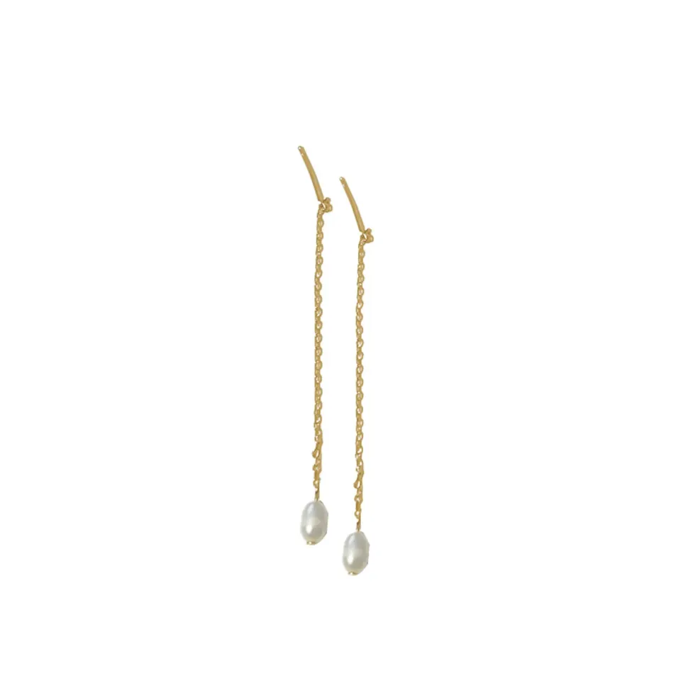 TIMI OF SWEDEN Lucia pearl chain øreringe guld 65 mm