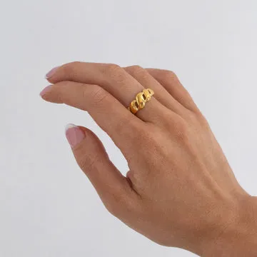 TIMI OF SWEDEN Bea ring croissant guld justerbar