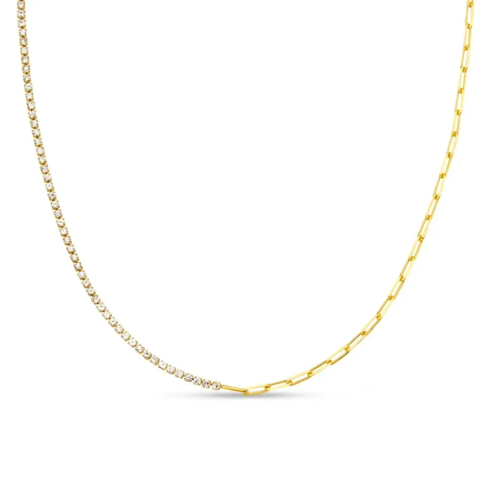 Orelia Asymmetric Crystal Chain halskæde guld