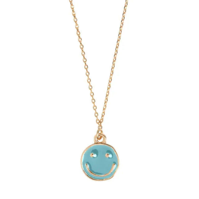 TIMI OF SWEDEN Doris halskæde smiley blå 42cm
