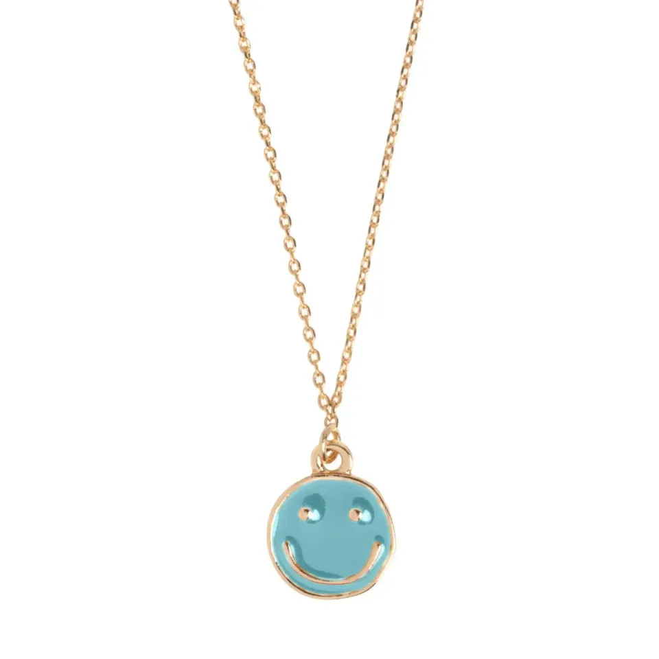TIMI OF SWEDEN Doris halskæde smiley blå 42cm