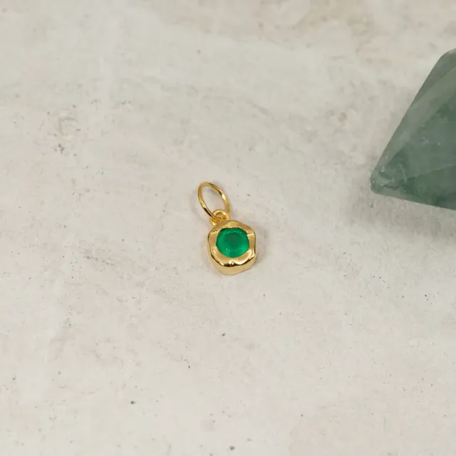Sisi Copenhagen Selene Green Agate vedhæng forgyldt 4 mm