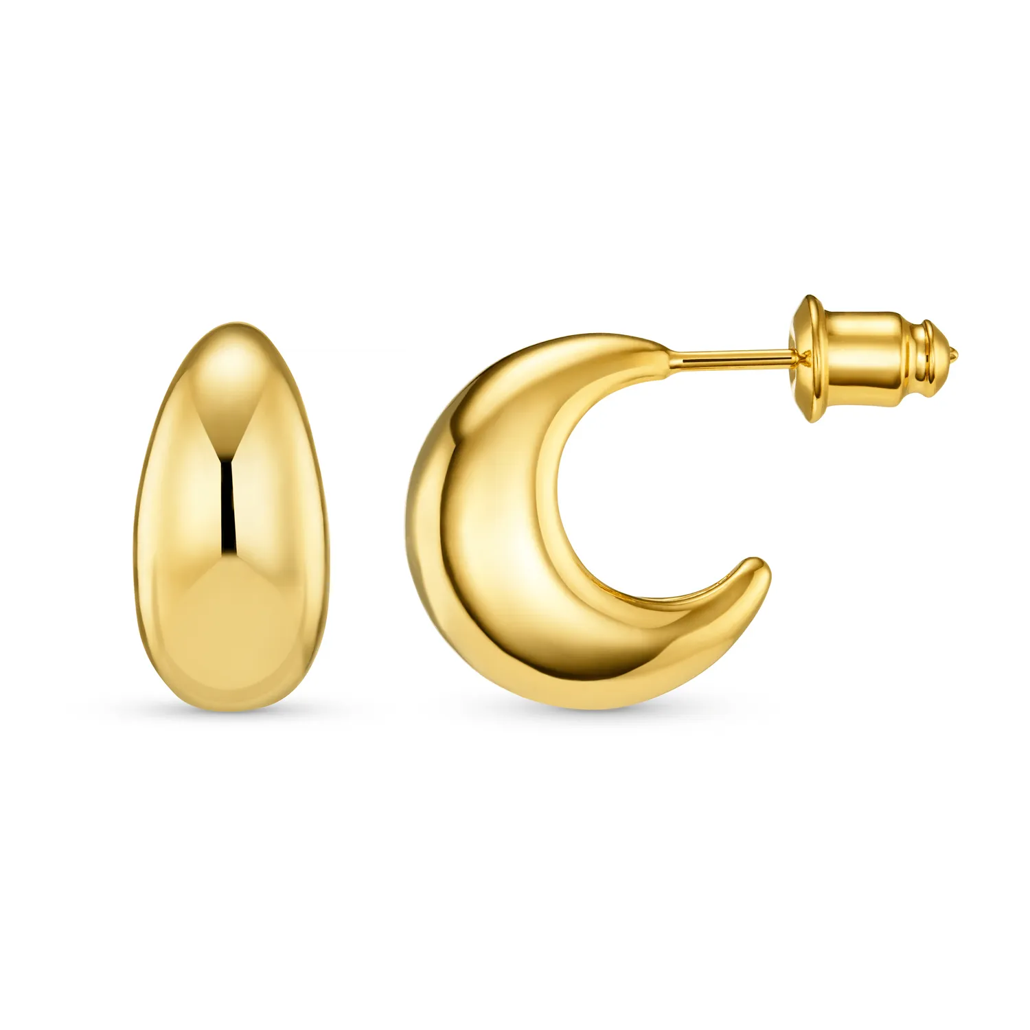 Orelia Tapered Domed Hoop øreringe guld chunky