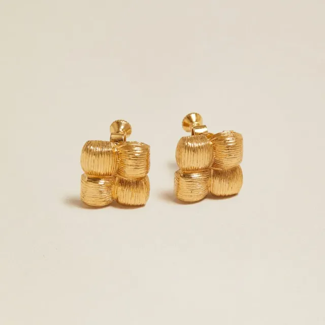 Orelia Vintage Textured Woven øreringe clip-on guld