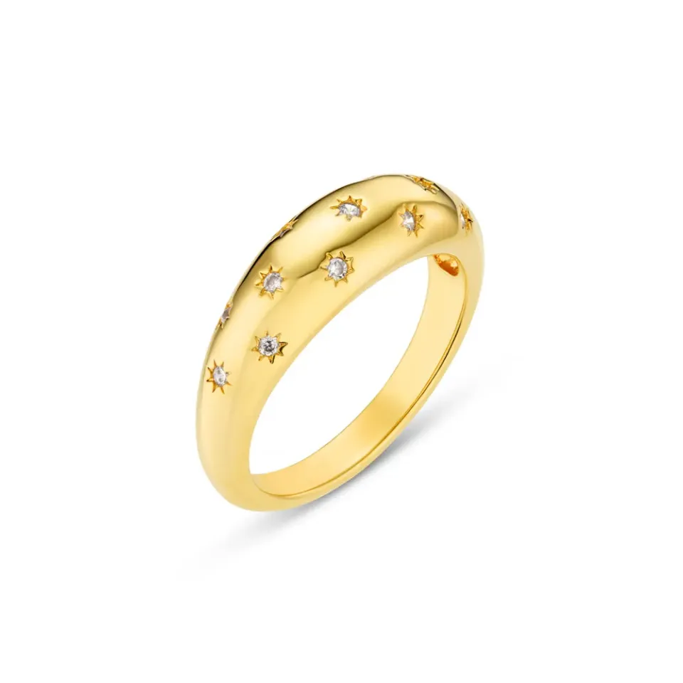 Orelia Crystal Starburst ring guld krystal dome