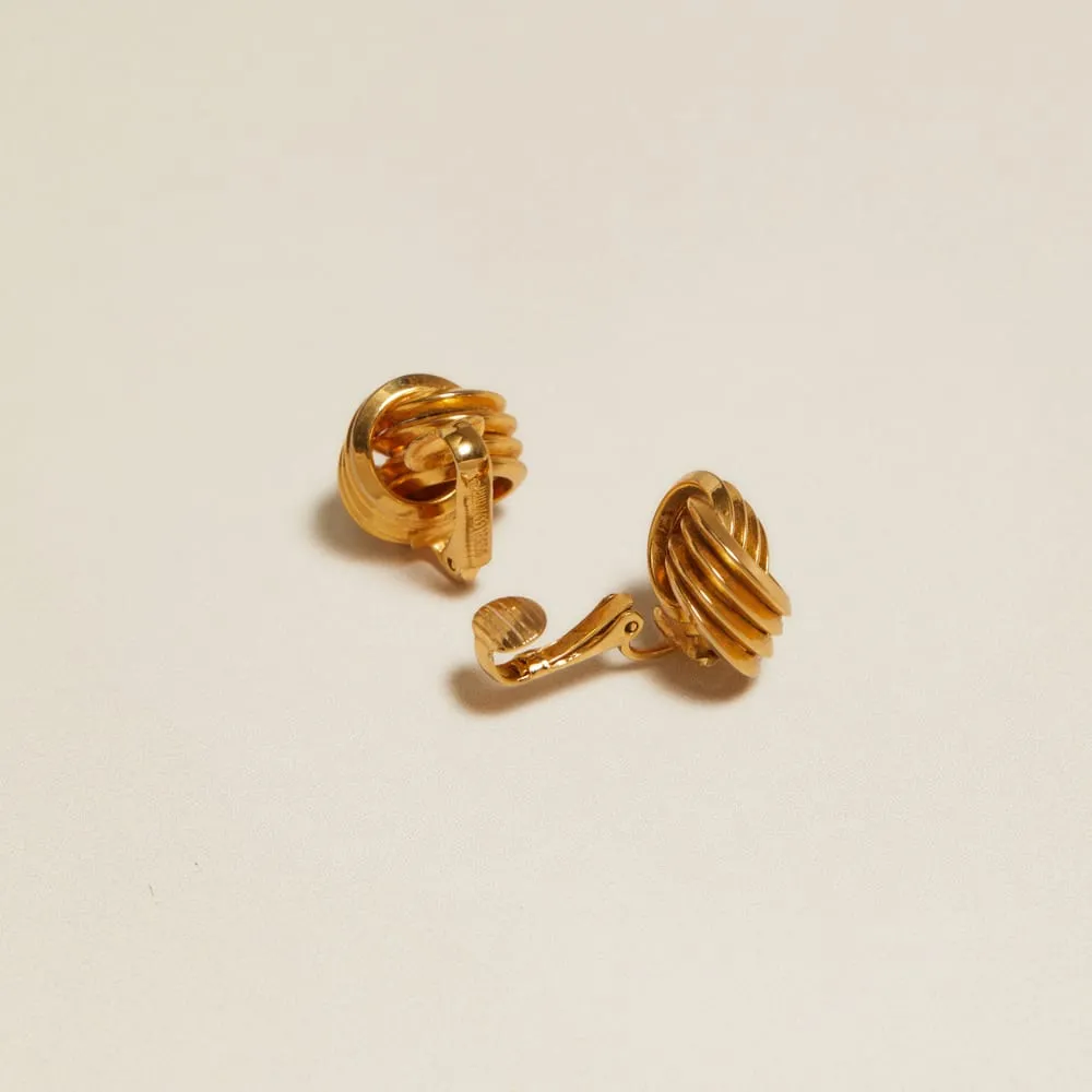 Orelia Vintage Mini Interlocking stud clip-on guld