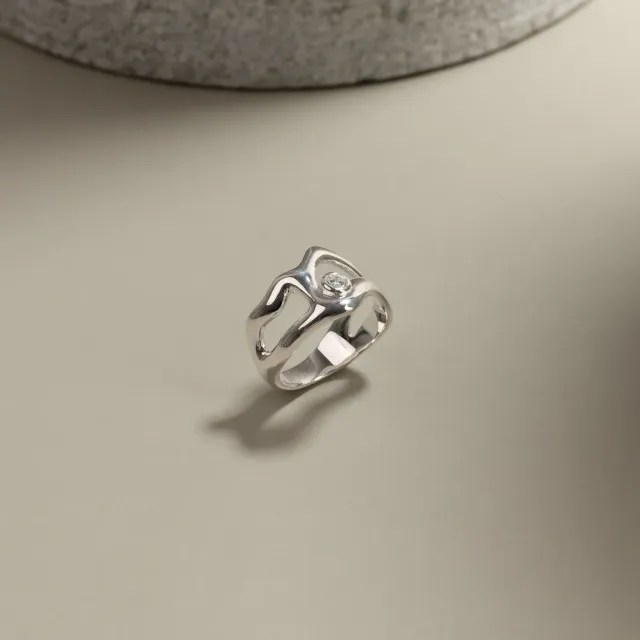 Sisi Copenhagen Astra Crystal sølvring 52 klar zirkon