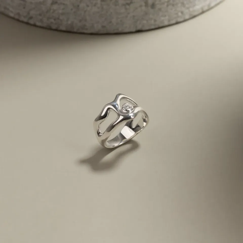 Sisi Copenhagen Astra Crystal sølvring 52 klar zirkon