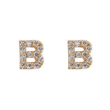 TIMI OF SWEDEN Crystal Letter stud u00f8reringe forgyldt krystal
