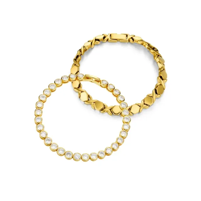 Orelia LUXE Tennis Bracelet Wrist Stacking armbåndssæt guld