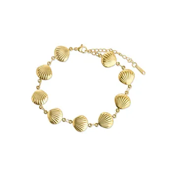 TIMI OF SWEDEN Estrid Shell armbånd guld 20 cm vandtæt