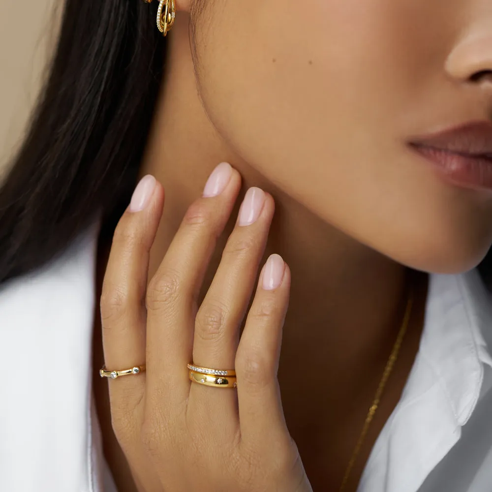 Orelia Crystal Starburst Pavé ringsæt guld M/L