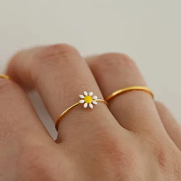 TIMI OF SWEDEN Doris Daisy ring rustfrit stål guld emalje