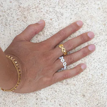 TIMI OF SWEDEN Elsa Flower Bead ring blomster justerbar