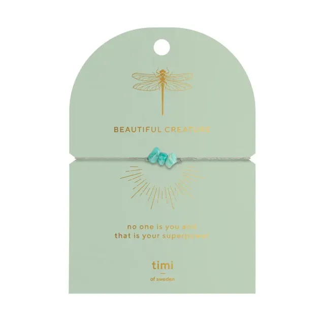 TIMI OF SWEDEN Amazonite Chip armbånd guld justerbart