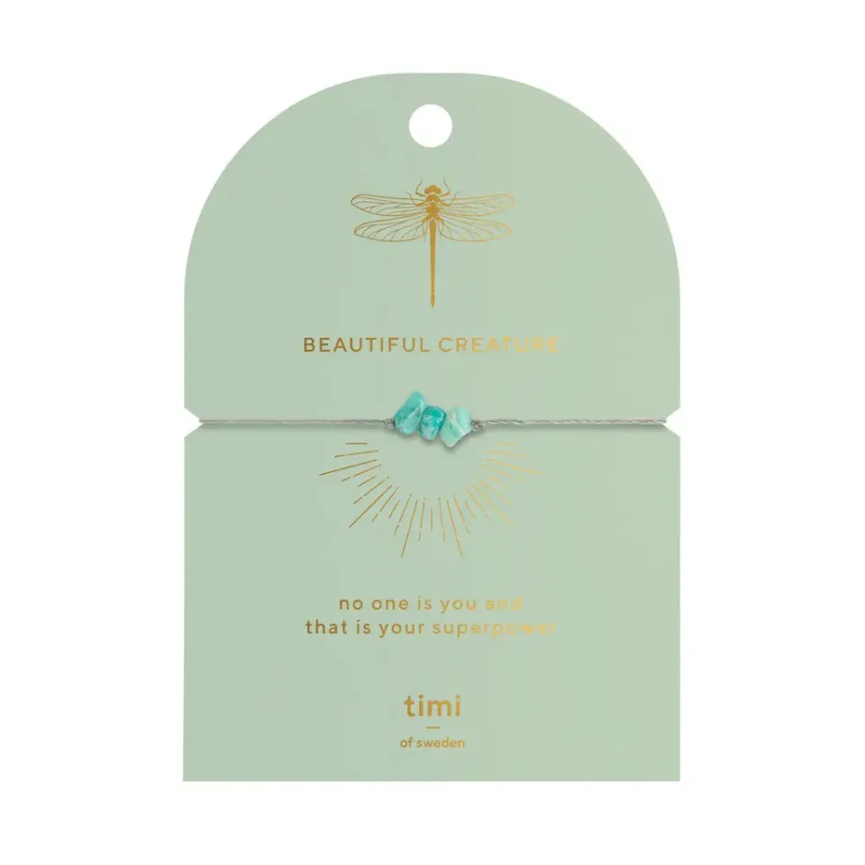 TIMI OF SWEDEN Amazonite Chip armbånd guld justerbart