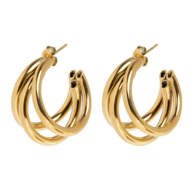 TIMI OF SWEDEN Freja triple hoop øreringe guld 16 mm