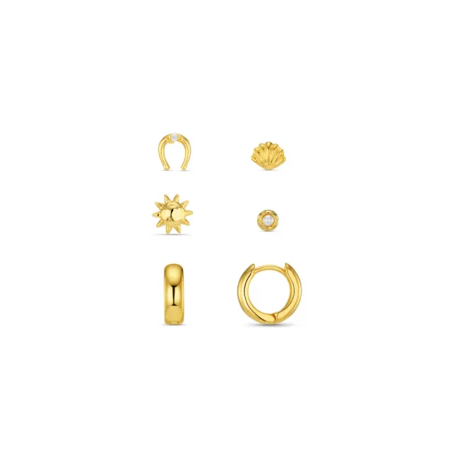 Orelia Mixed Western ear stack øreringesæt guld 6 stk
