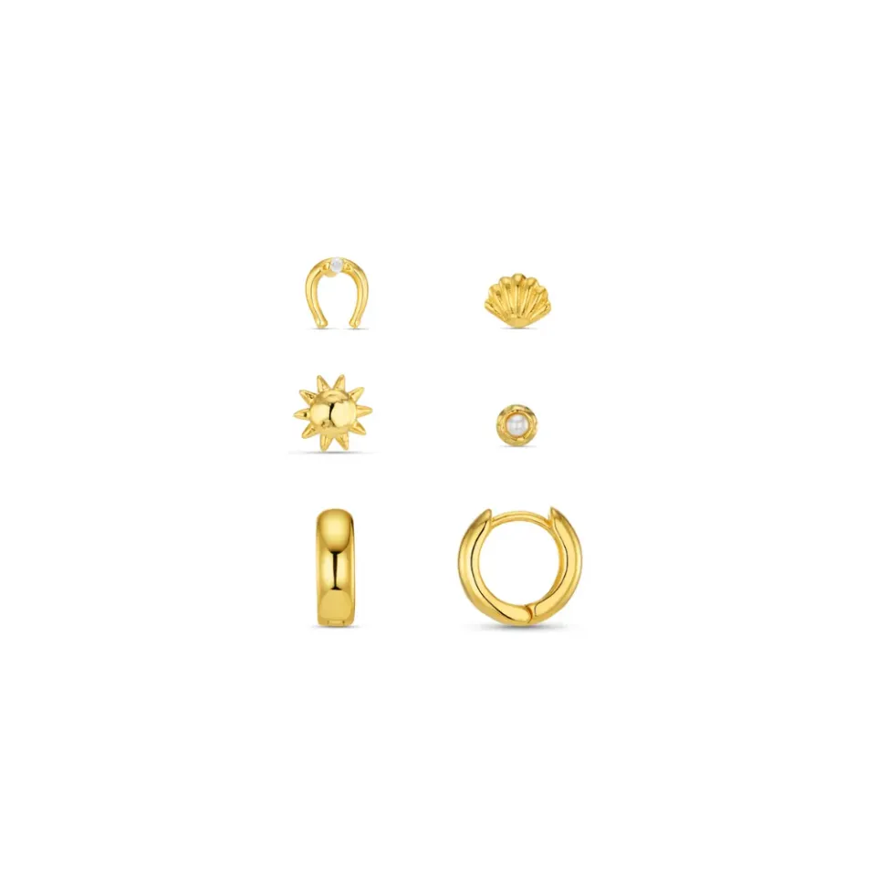 Orelia Mixed Western ear stack øreringesæt guld 6 stk