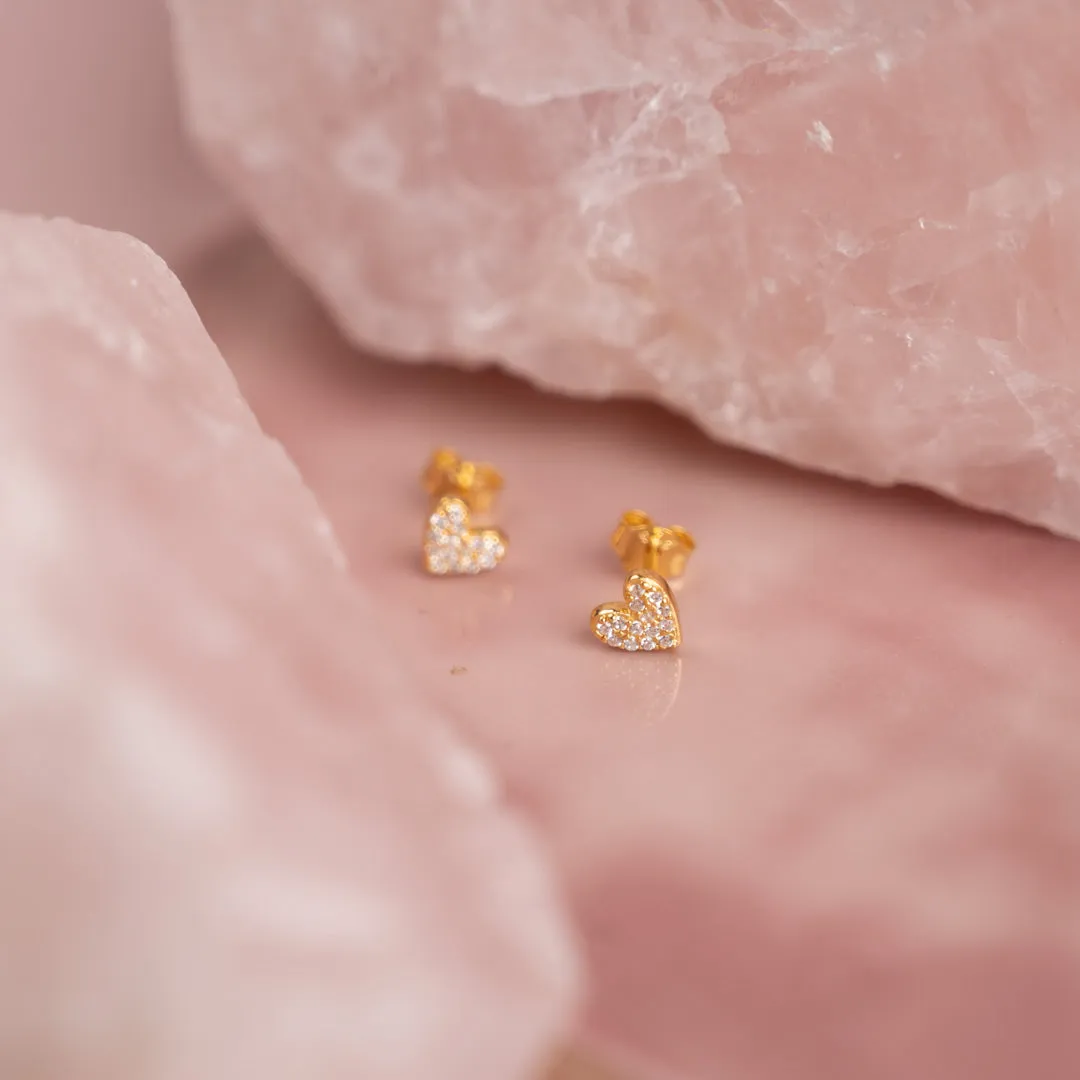 Sisi Copenhagen Esme crystal stud øreringe hjerter forgyldt par