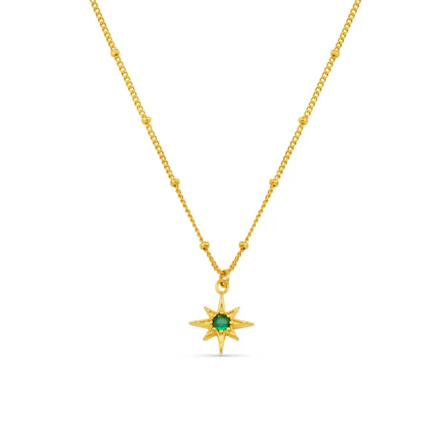 Orelia Emerald Star halskæde guld grøn