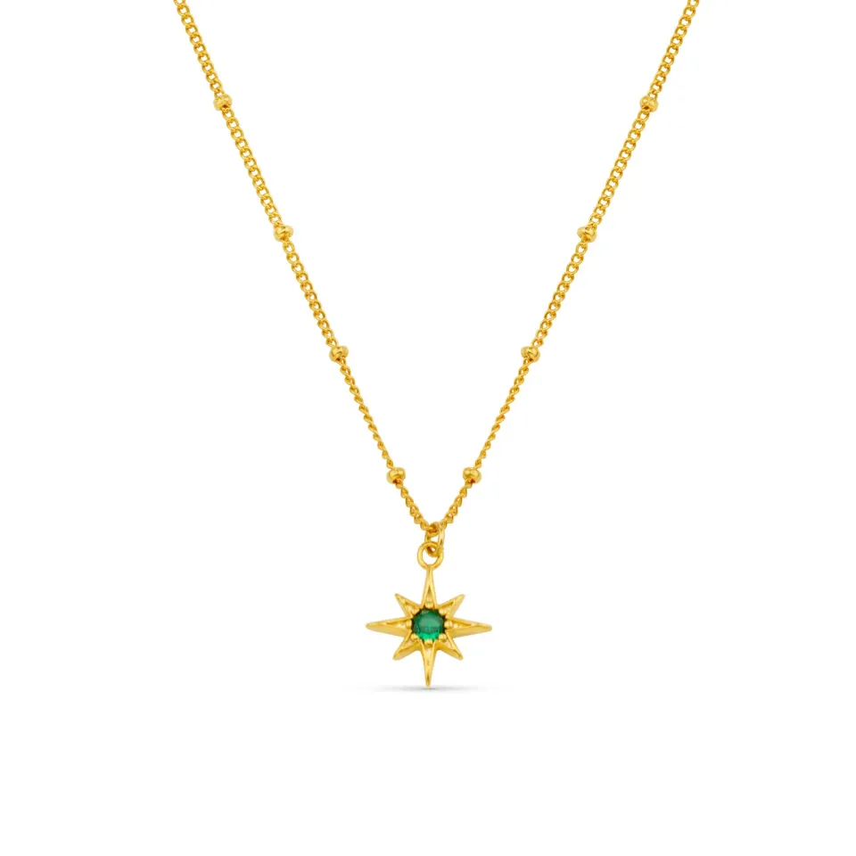 Orelia Emerald Star halskæde guld grøn