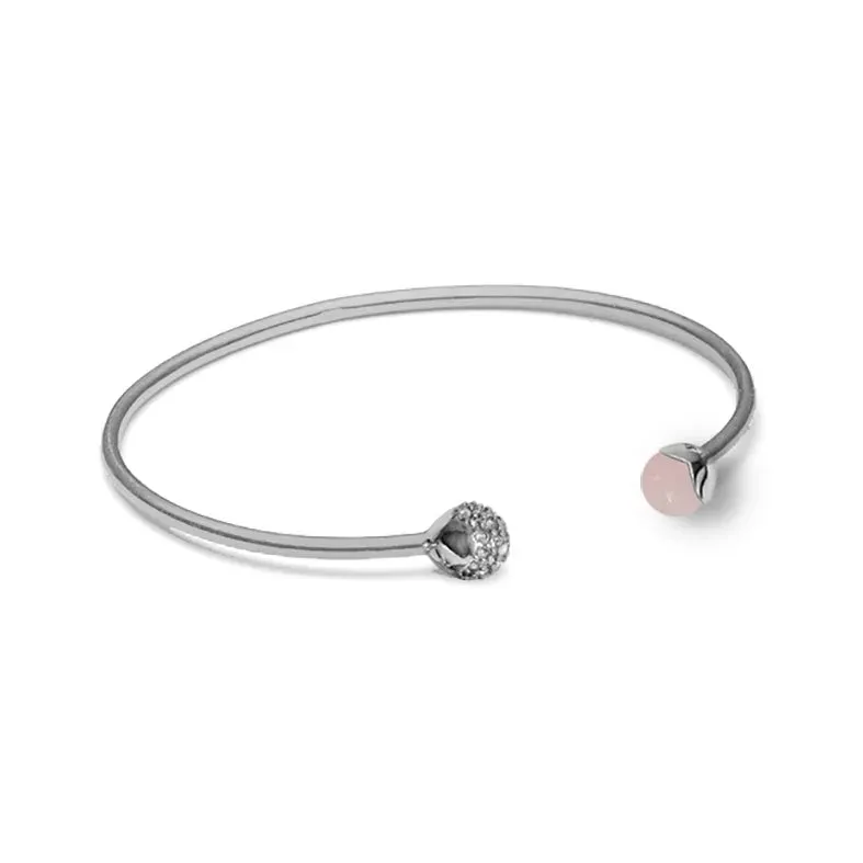 Bykjaergaard Glory armbånd sølv med rosa kalcedon