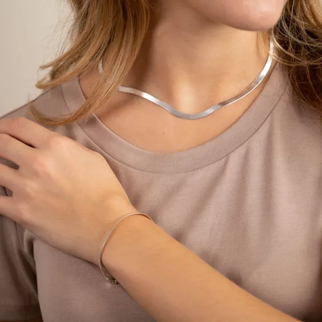 Sisi Copenhagen Aya smykkesæt sølv halskæde + armbånd