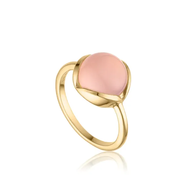 Bykjaergaard Glory ring forgyldt rosa kalcedon