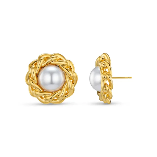 Orelia Statement Pearl Chain øreringe guld perle