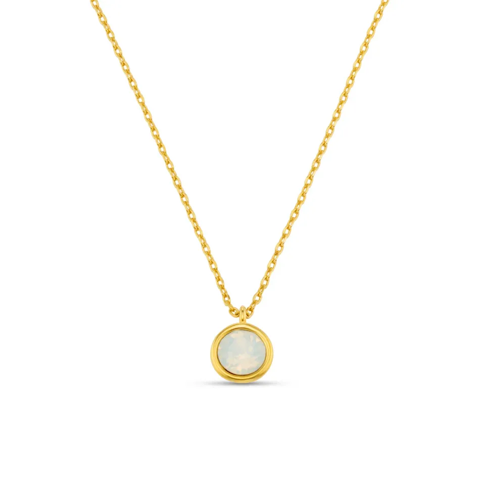 Orelia White Opal halskæde guld Swarovski
