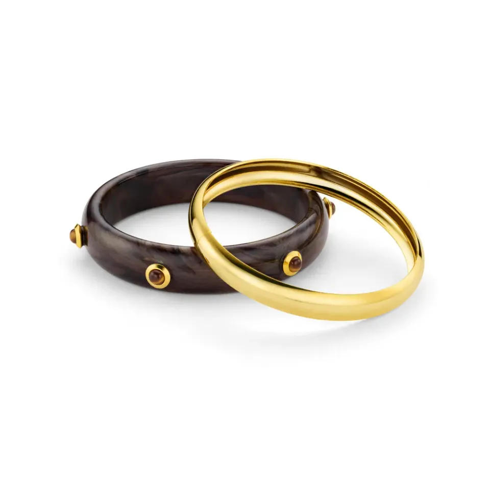 Orelia Tiger's Eye Bangle armbåndssæt guld 2-pak