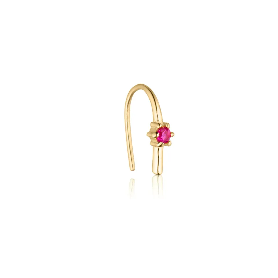 Bykjaergaard Individual ørering guld med pink zirkonia