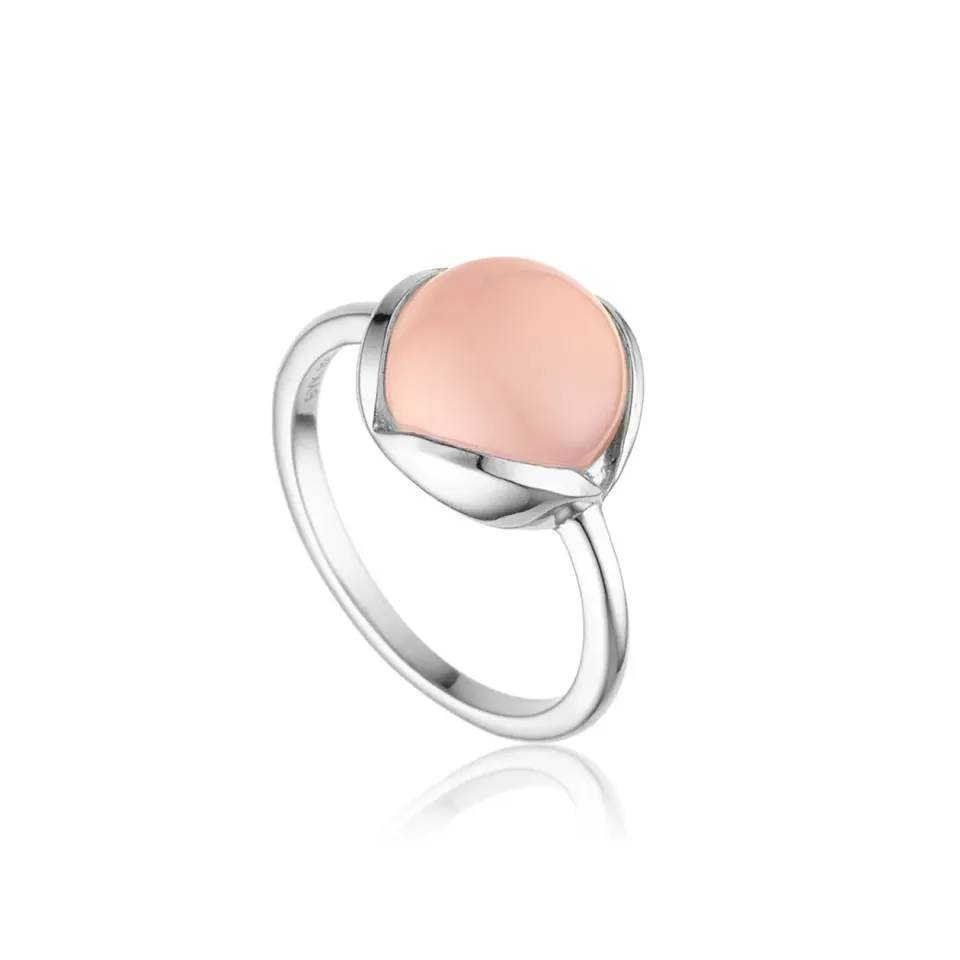 Bykjaergaard Glory ring rosa kalcedon sølv 10 mm