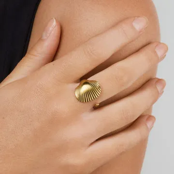 TIMI OF SWEDEN Ane Seashell ring åben vandtæt guld