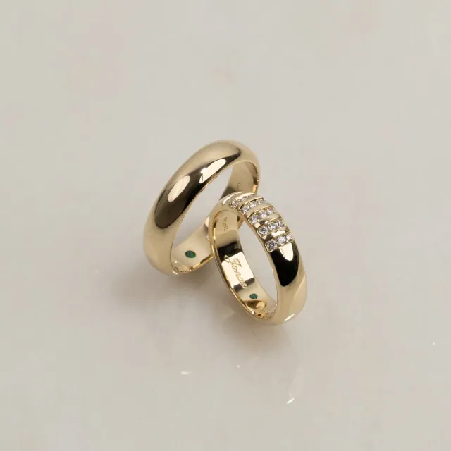 Sisi Copenhagen K&J D-Shape vielsesringe 14 kt guld par