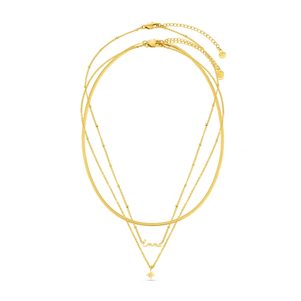 Orelia LUXE Personalised Multi-Row Name halskæde guld