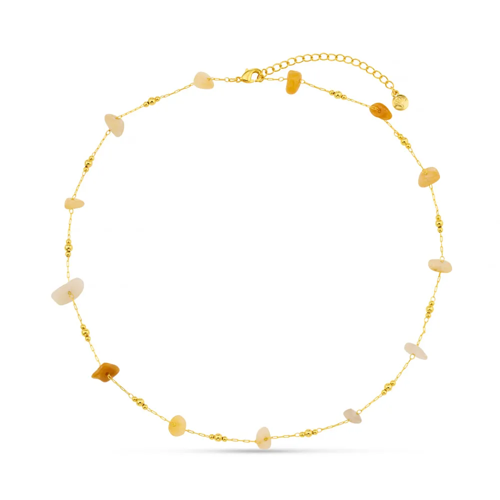 Orelia Warm Chip & Bead halskæde forgyldt guld