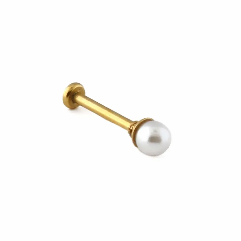 Orelia Pearl Labret piercing guld med perle
