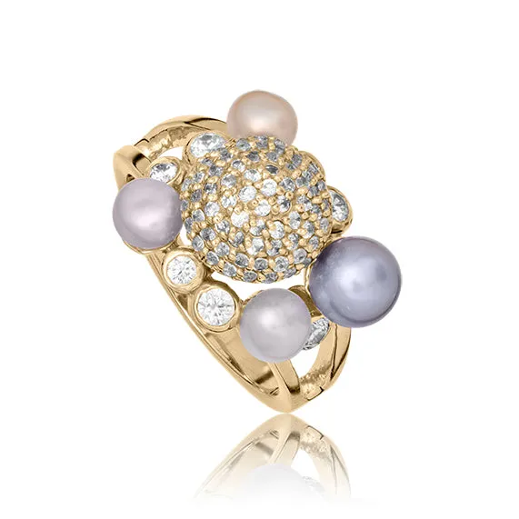 Bykjaergaard Precious forgyldt ring perler zirkonia