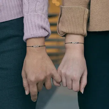 Infinity BFF Edition armbånd sølv sort gaveæske
