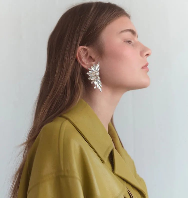 Wos Oksana øreringe sølv halvmåne strass