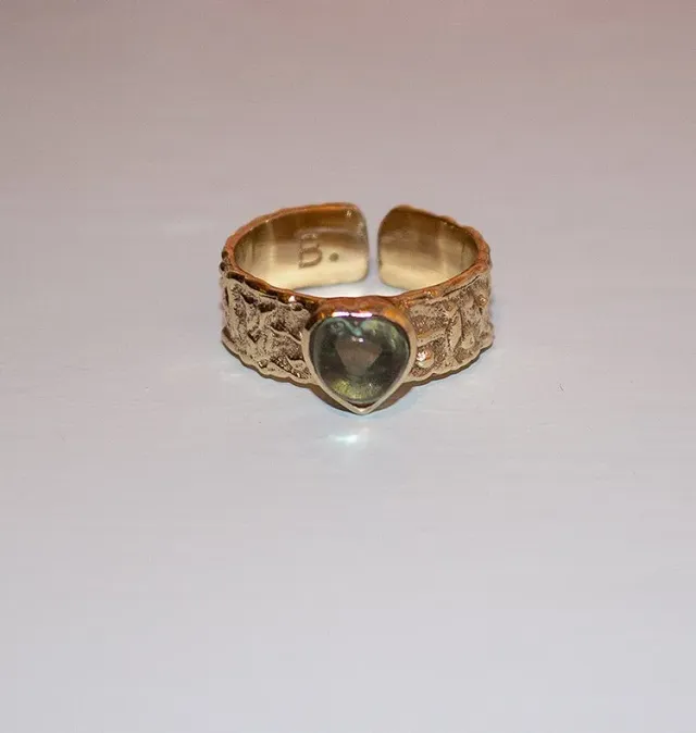 Bedazzled Mini Rio ring messing grøn fluorit hjerte