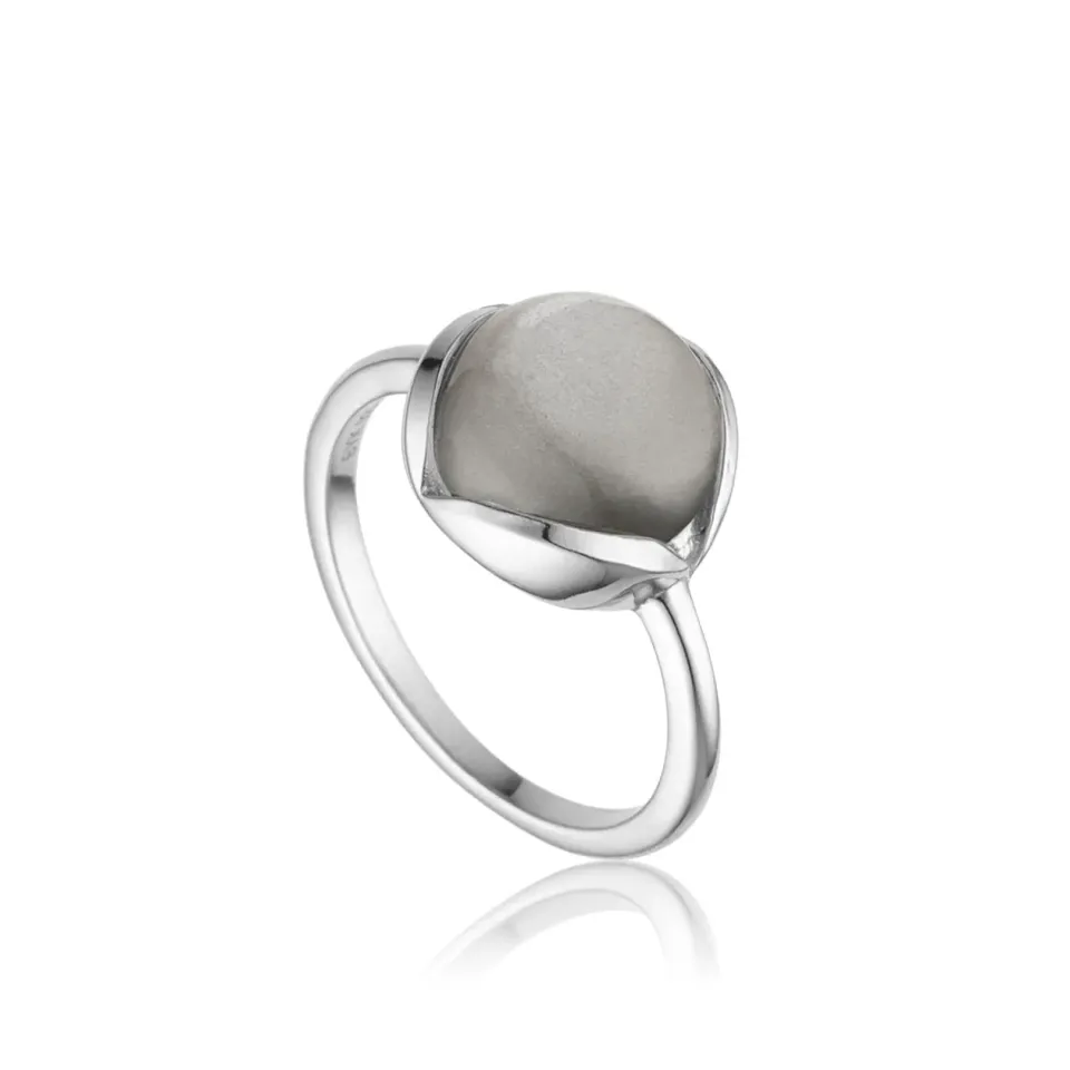 Bykjaergaard Glory ring sølv grå månesten 10 mm
